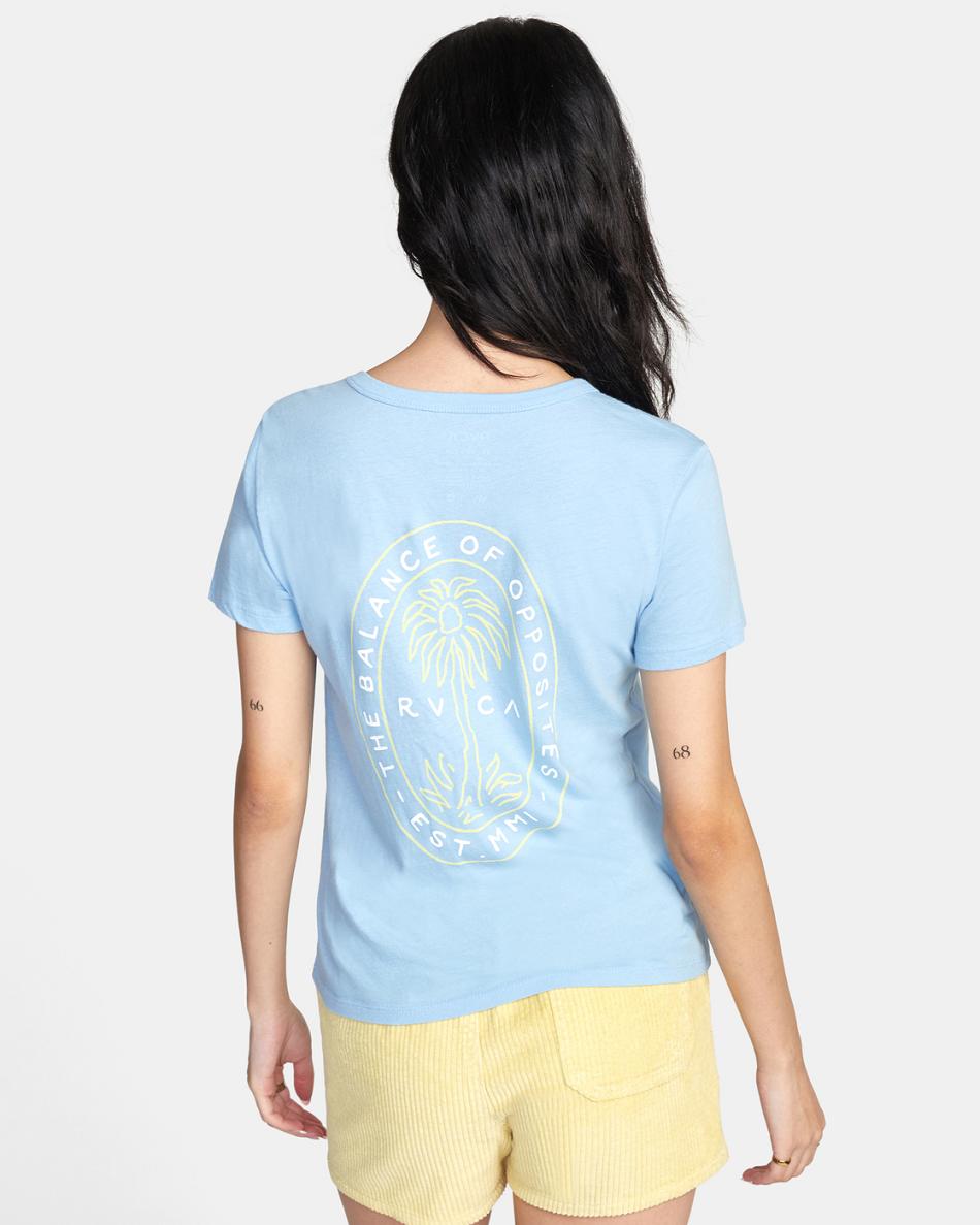 Ace Blue Rvca Palm Seal Slim-Fit Graphic Women's Tanks | USZPD32806