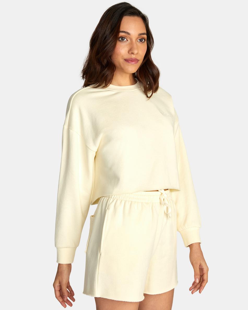Afterglow Rvca Test Drive Cropped Sweatshirt Women's Loungewear | FUSHY97655