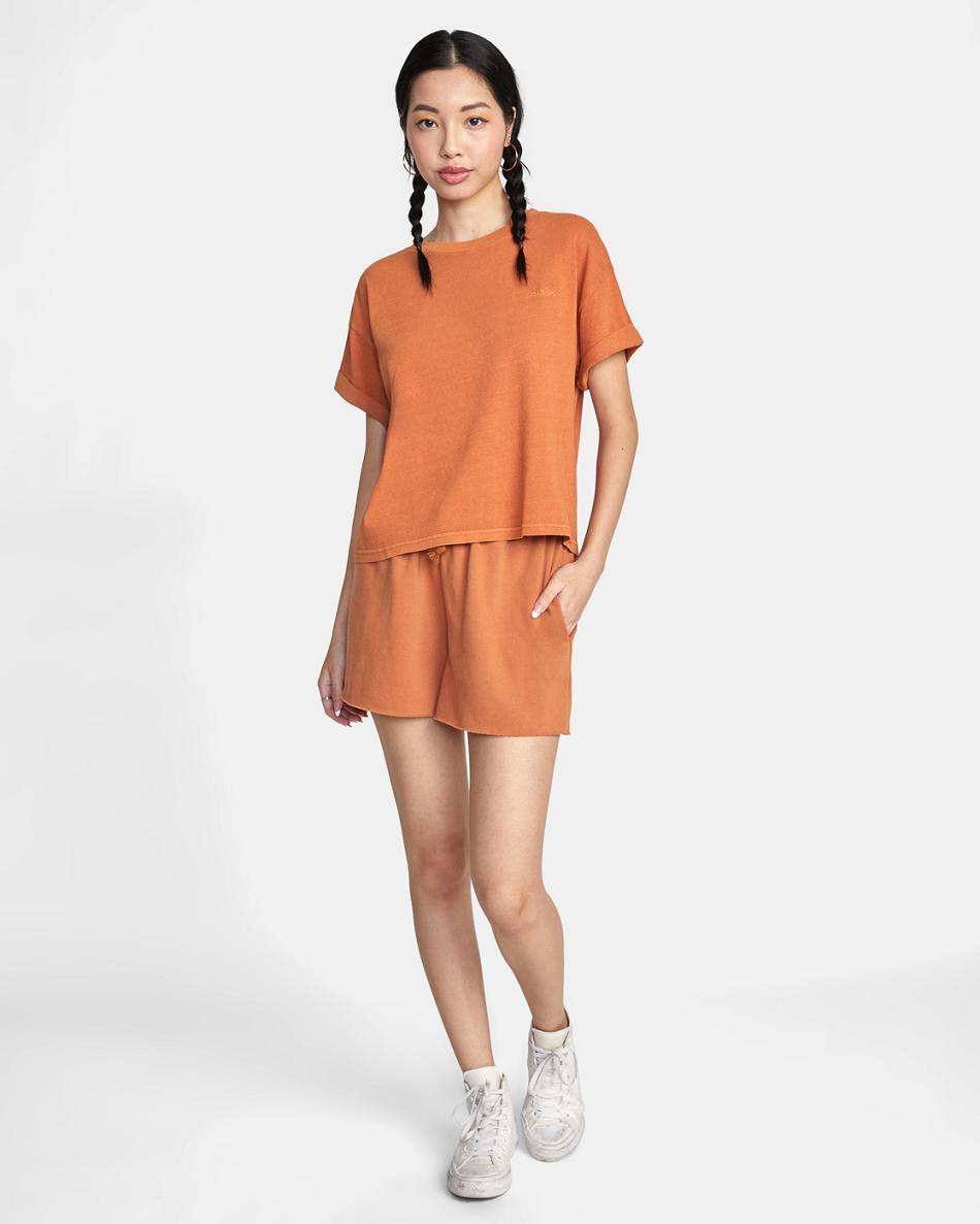 Amber Rvca Ptc Roll It Embroidered Women's T shirt | USJVR65699