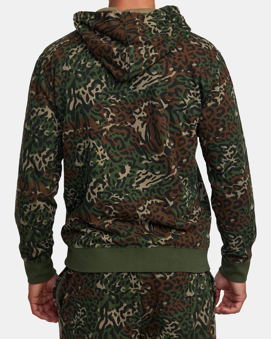 Animal Camo Rvca Swift Icon Zip-Up Men's Hoodie | USNZX61748