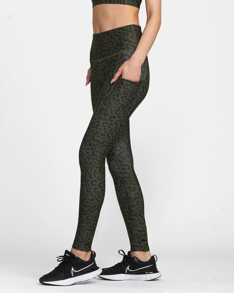 Animal Olive Rvca VA Sport Pocket Technical Women's Leggings | USEGJ41424