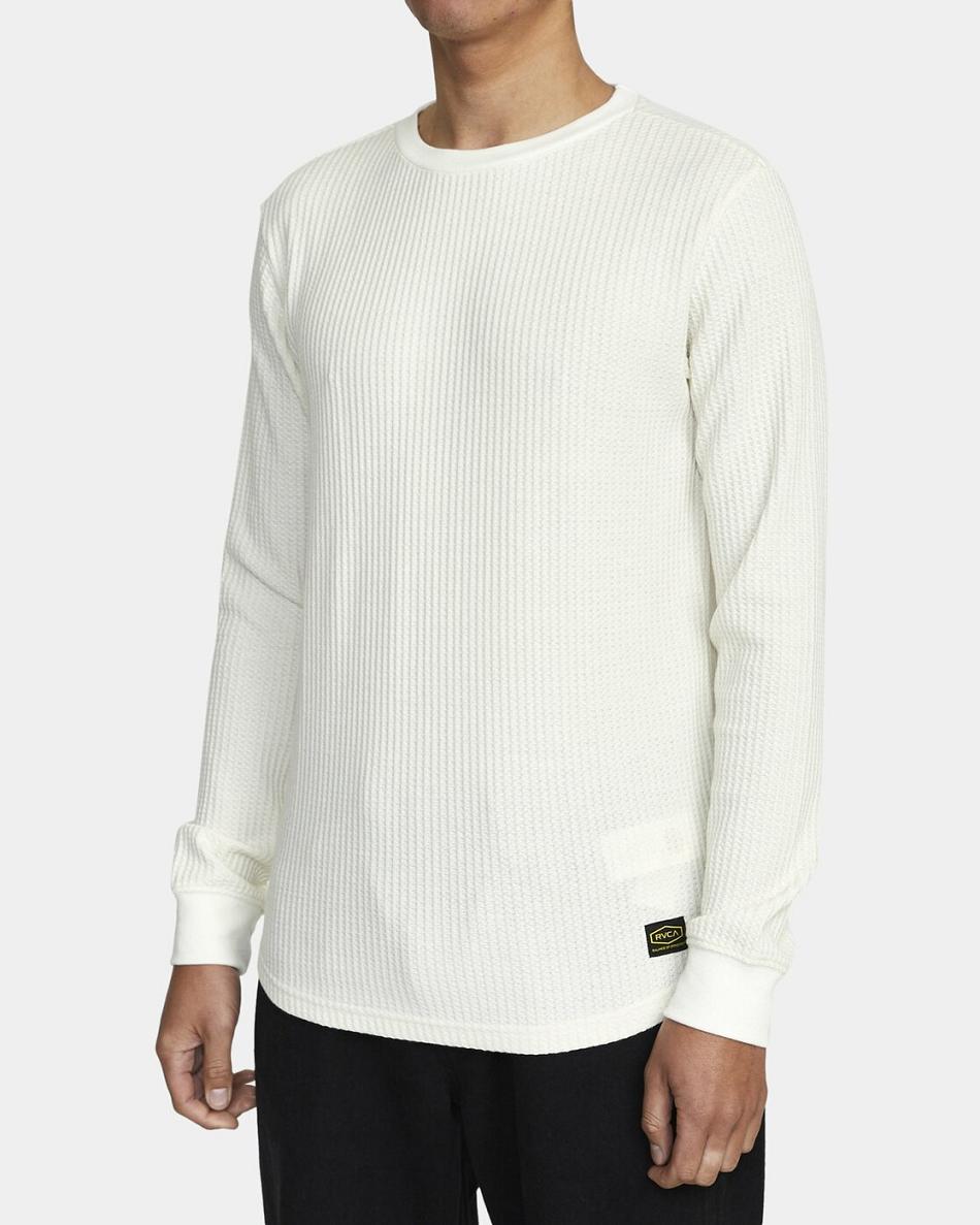 Antique White Rvca Day Shift Long Sleeve Thermal Men's T shirt | GUSUC84766