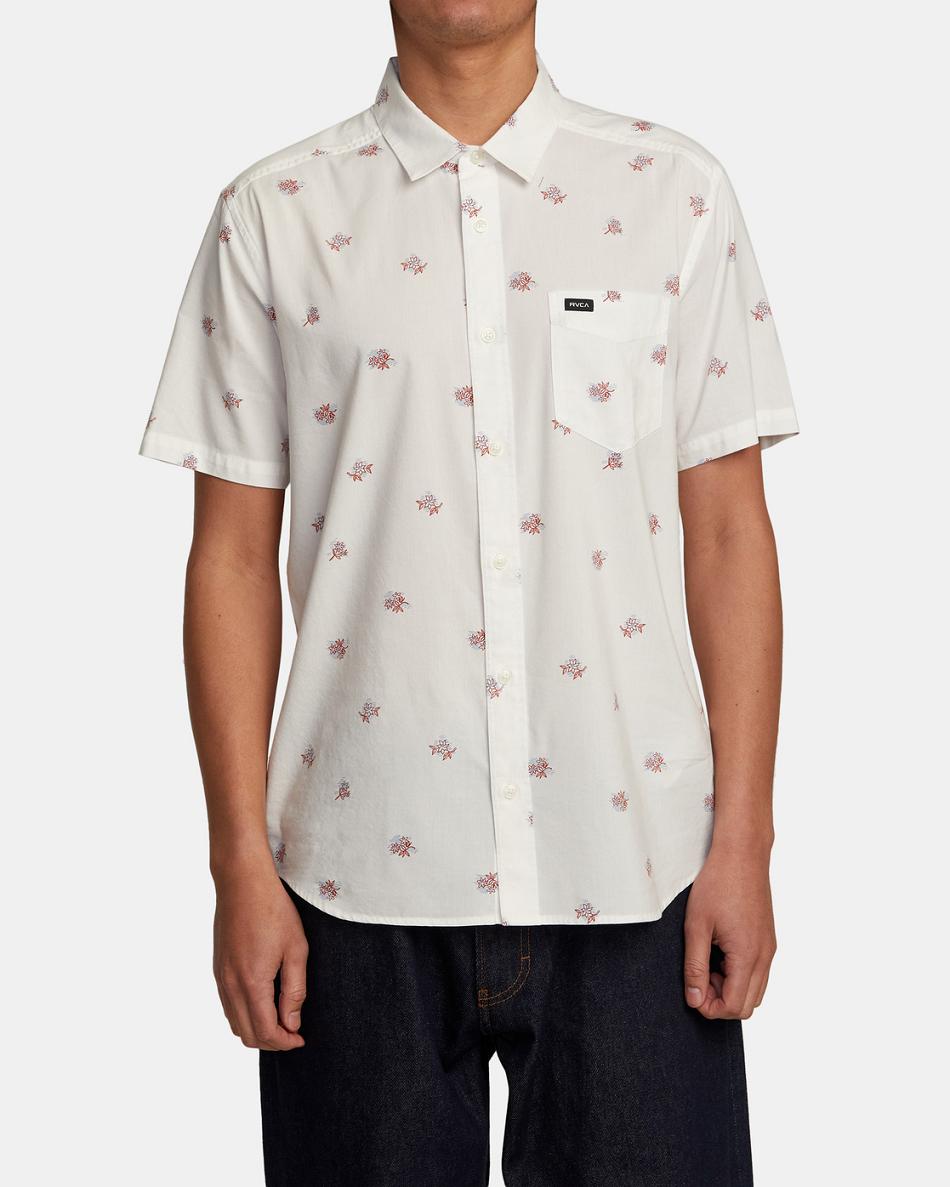 Antique White Rvca Morning Glory Short Sleeve Men's T shirt | DUSKV46757
