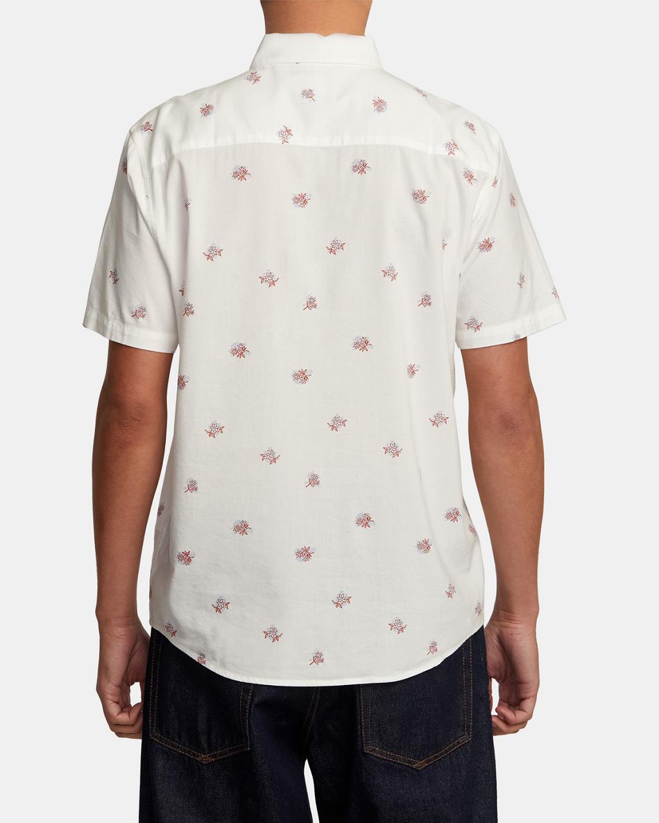 Antique White Rvca Morning Glory Short Sleeve Men's T shirt | DUSKV46757