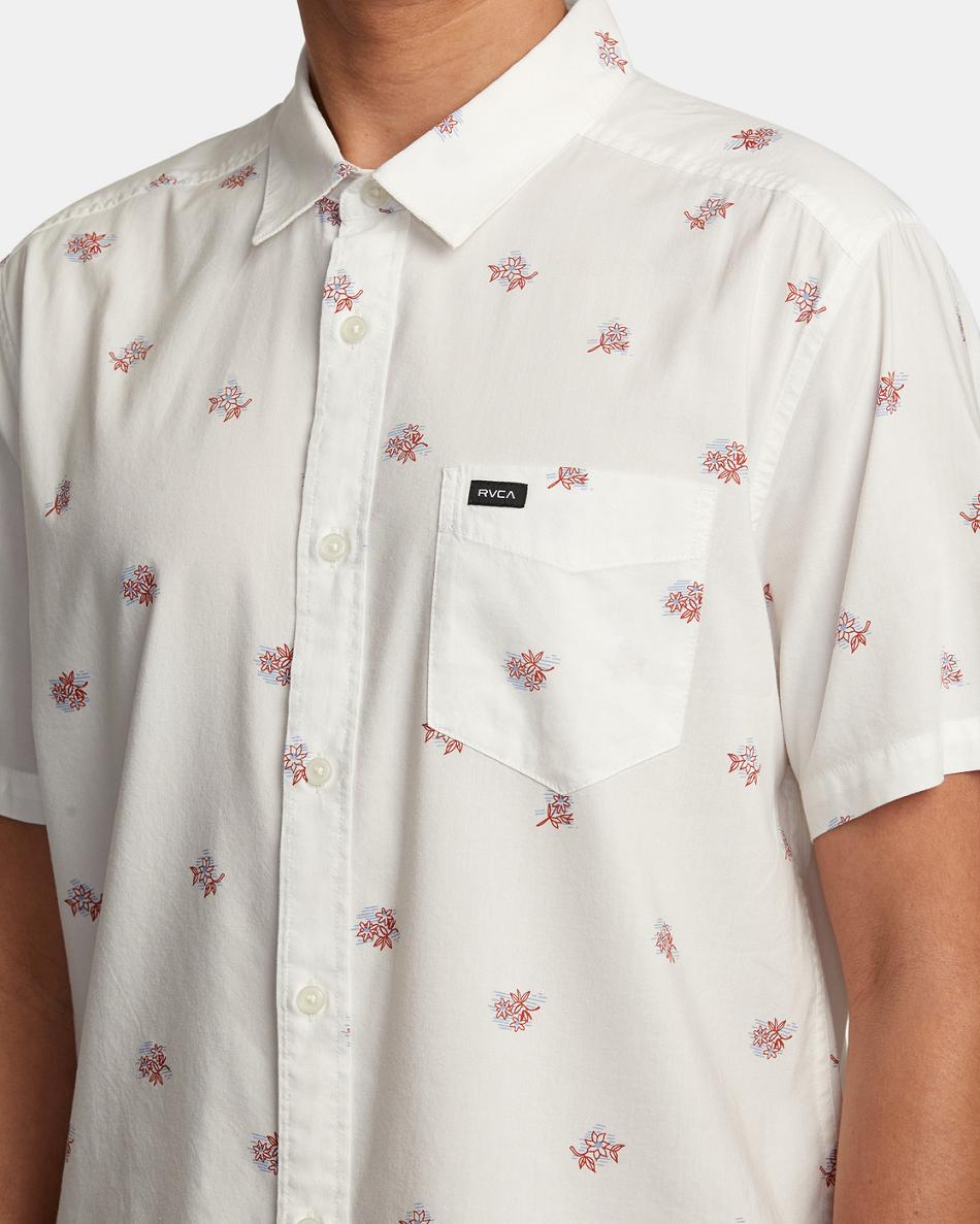 Antique White Rvca Morning Glory Short Sleeve Men's T shirt | DUSKV46757