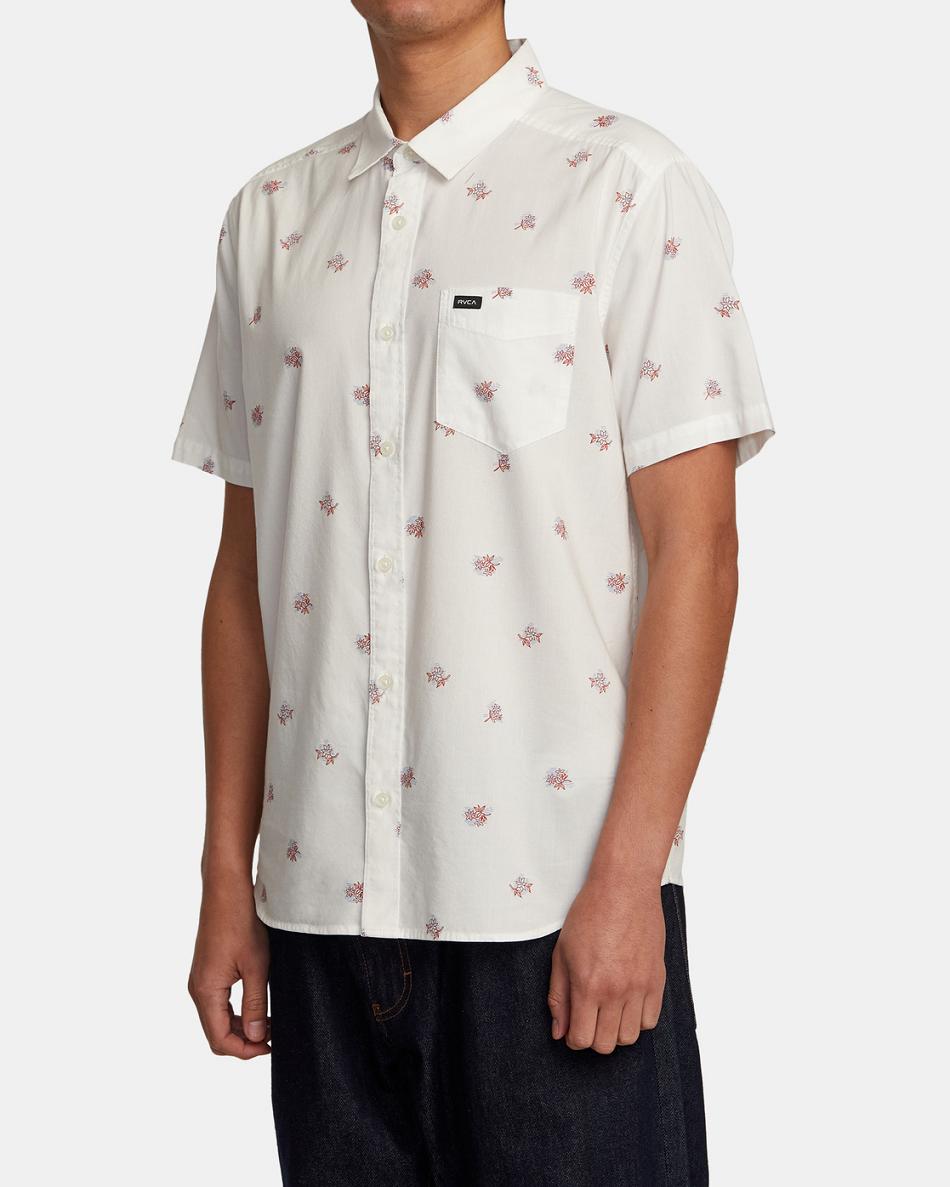 Antique White Rvca Morning Glory Short Sleeve Men's T shirt | DUSKV46757