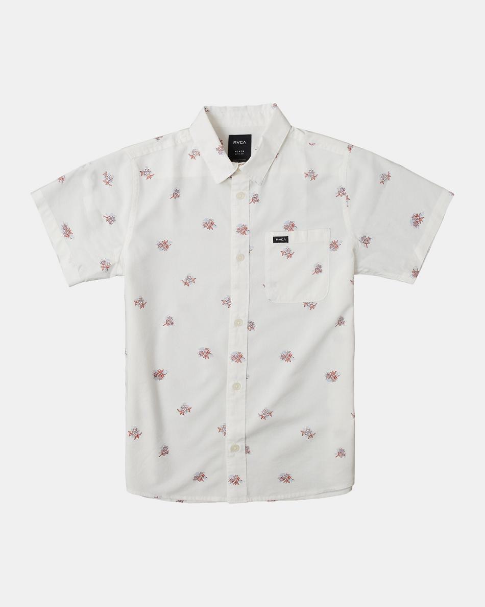 Antique White Rvca Morning Glory Short Sleeve Boys\' Shirts | GUSUC72019