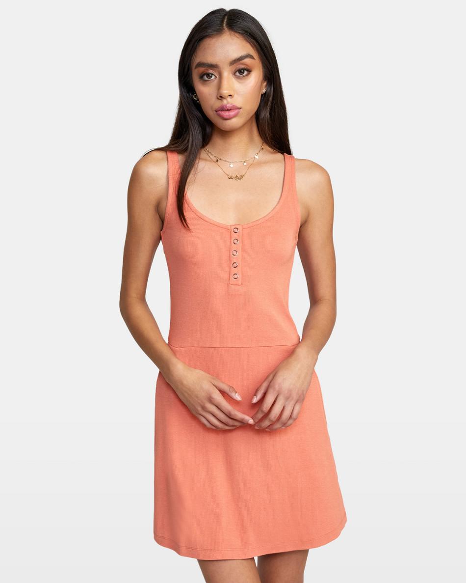 Apricot Rvca On Repeat Women\'s Dress | GUSEC79398