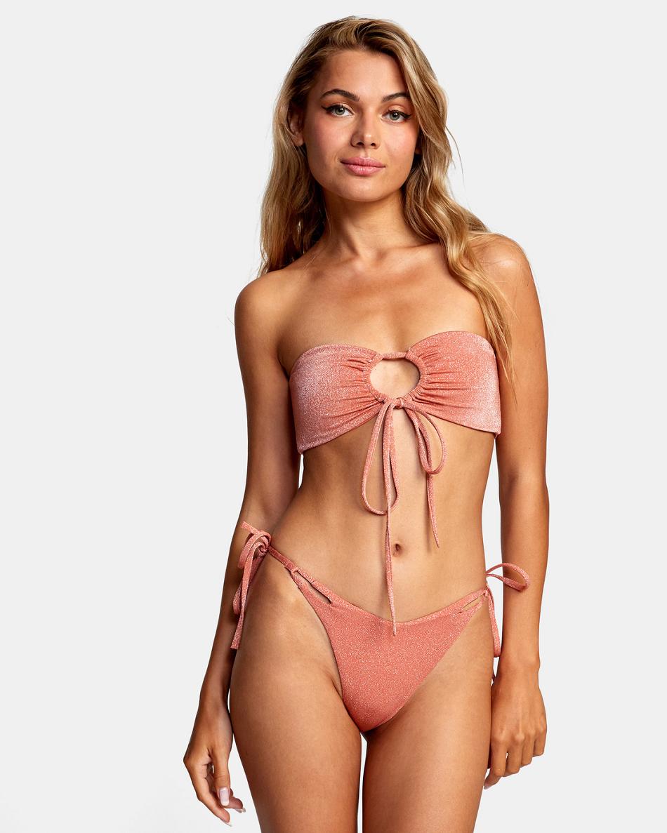 Apricot Rvca Strata Bandeau Women\'s Bikini Tops | PUSER22998