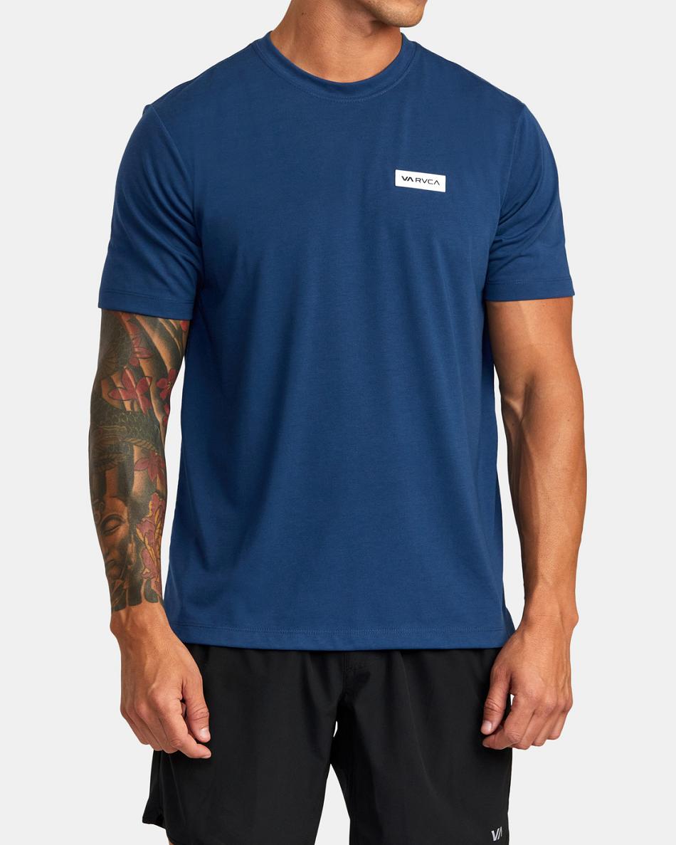 Army Blue Rvca Icon Tee Men's Short Sleeve | DUSKV53387