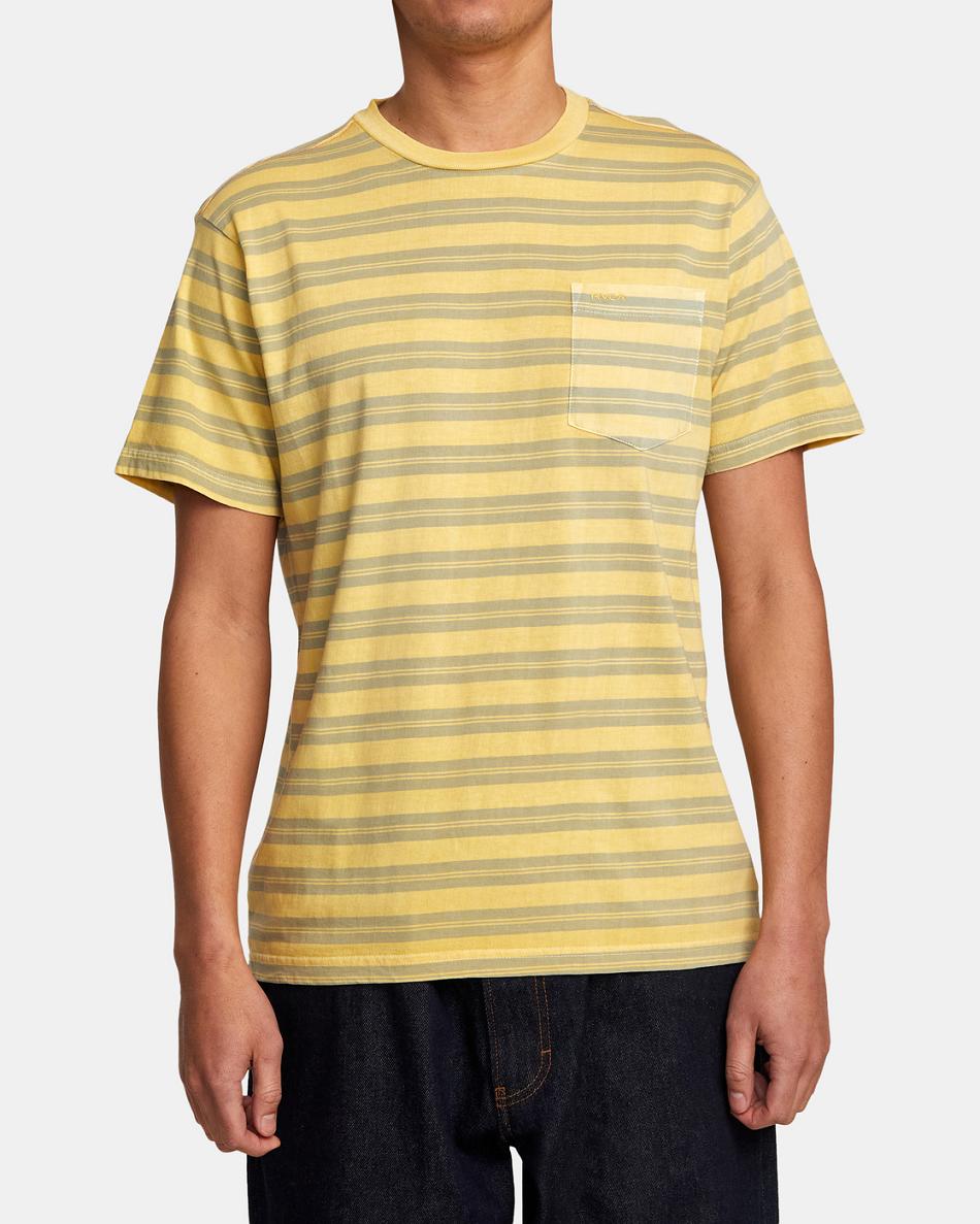 Bamboo Rvca PTC Stripe T-Shirt Men's Short Sleeve | BUSSD14707
