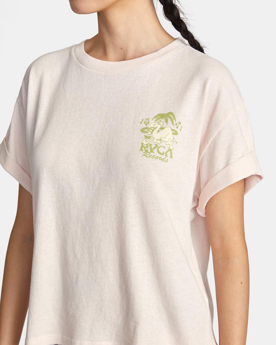 Barely Pink Rvca Records Graphic Women's T shirt | USNEJ30098