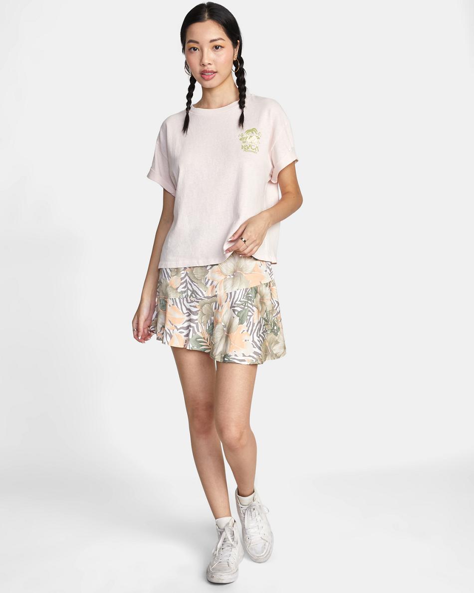 Barely Pink Rvca Records Graphic Women's T shirt | USNEJ30098