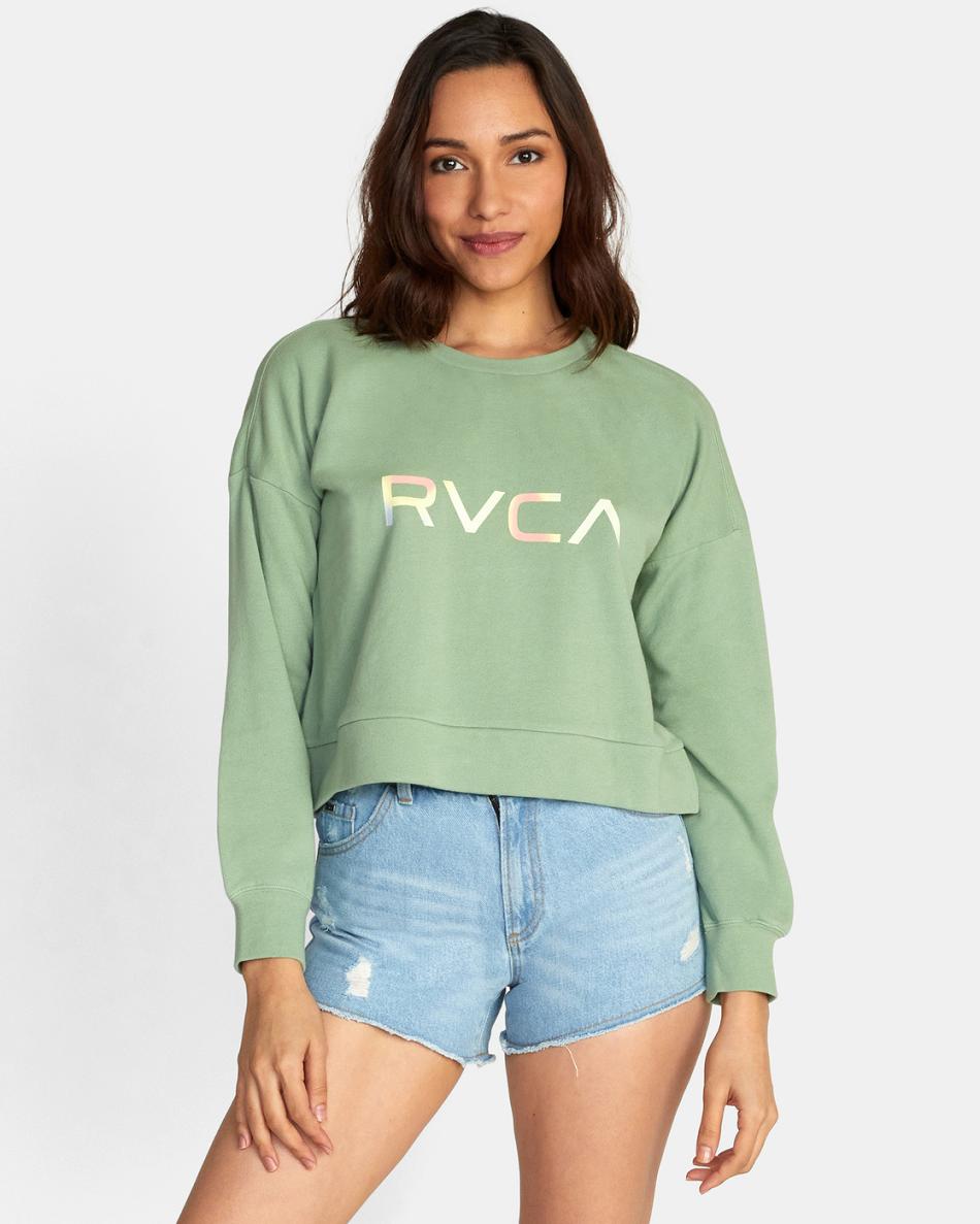 Basil Rvca Big Radiant Crewneck Women\'s Hoodie | TUSPQ53737