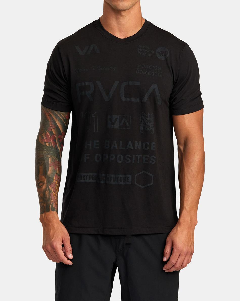 Black 2 Rvca All Brand Workout Shirt Men's Short Sleeve | USEGJ14521