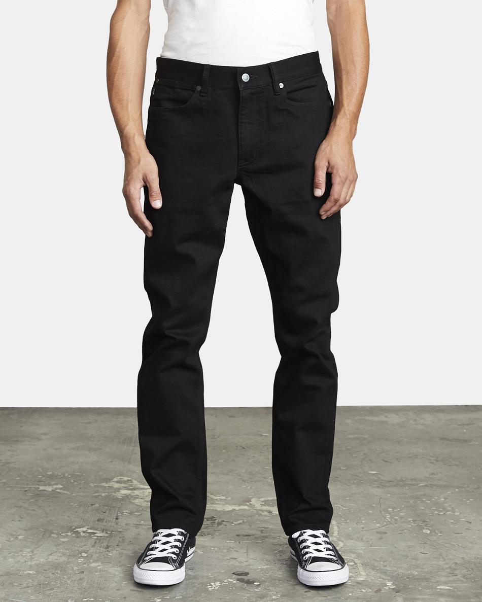 Black Black Rvca RVCA Rockers Skinny Denim Men's Jeans | USZPD96308
