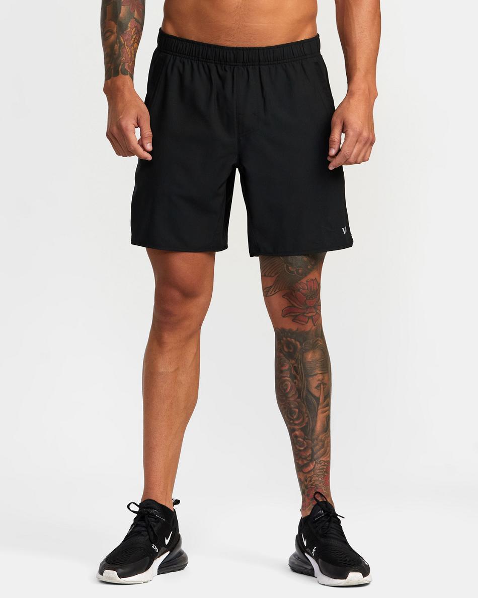 Black Black Rvca Yogger Control Men's Running Shorts | USJKU81220