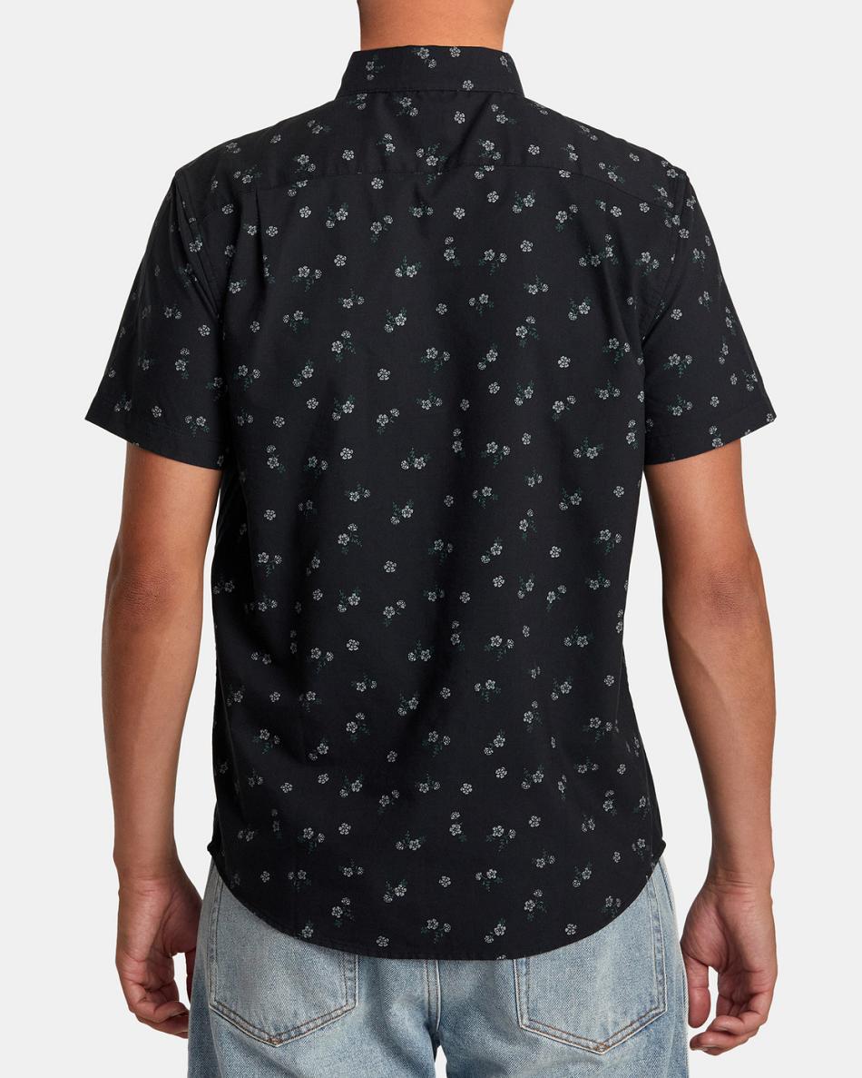 Black Floral Rvca Do Print Short Sleeve Men's T shirt | USJZR89694