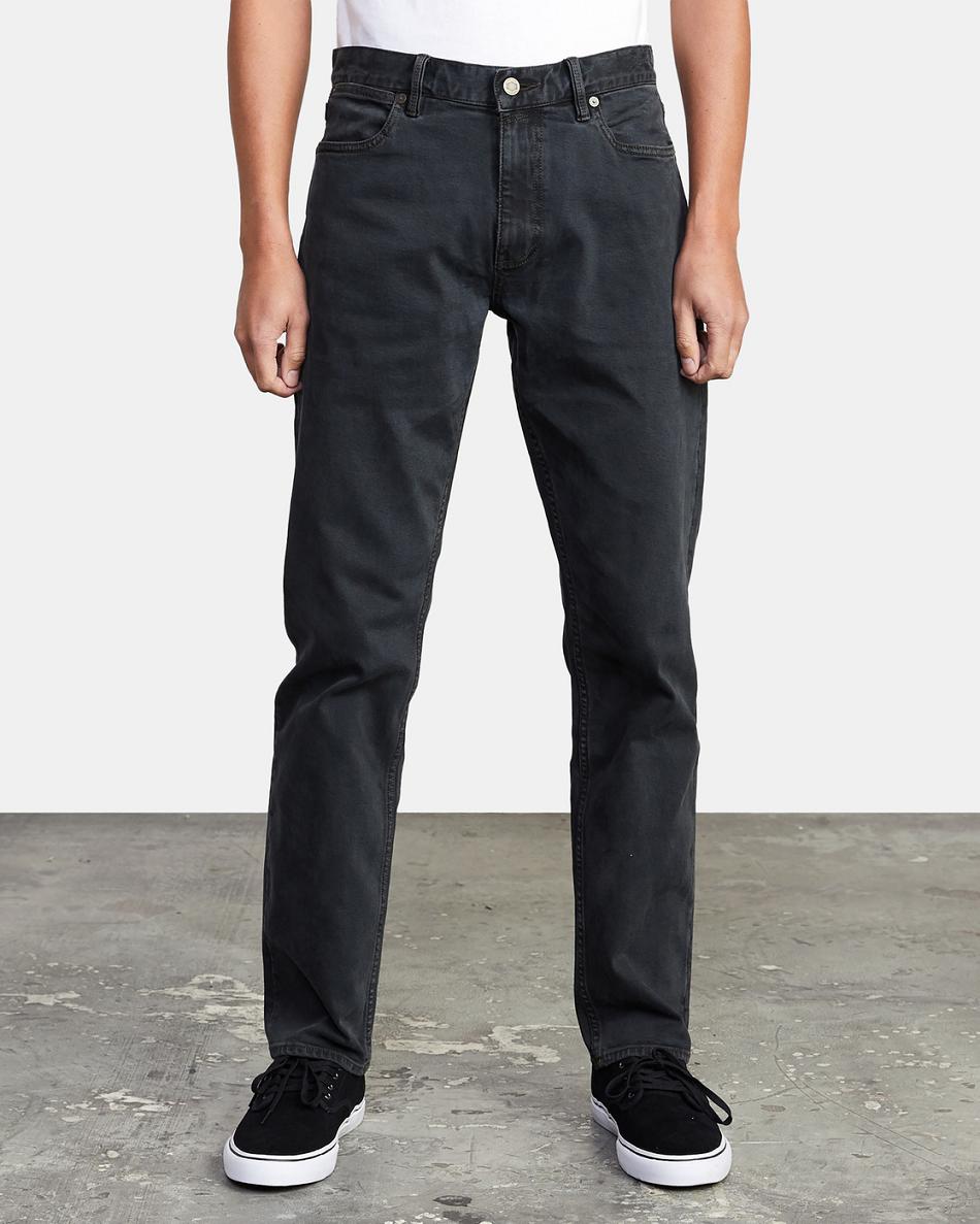 Black Overdye Rvca Weekend Relaxed fit Denim Men's Jeans | USZDE56083