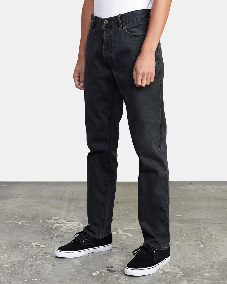 Black Overdye Rvca Weekend Relaxed fit Denim Men's Jeans | USZDE56083
