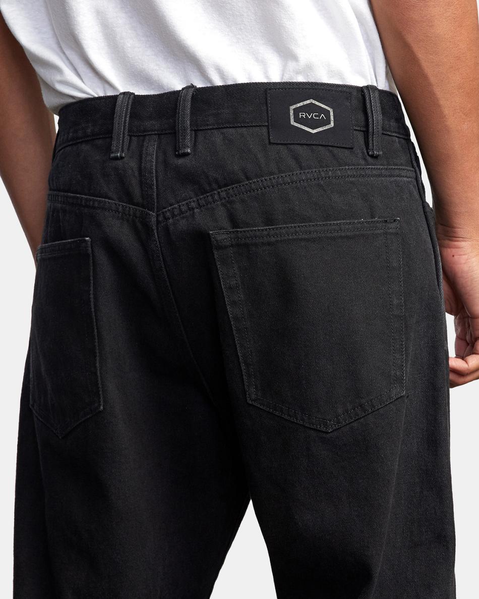 Black Rinse Rvca Americana Relaxed Fit Denim Men's Jeans | USXMI71581