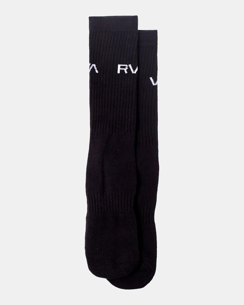 Black Rvca 2 Pack Basic Logo Crew Men's Socks | EUSHC30192