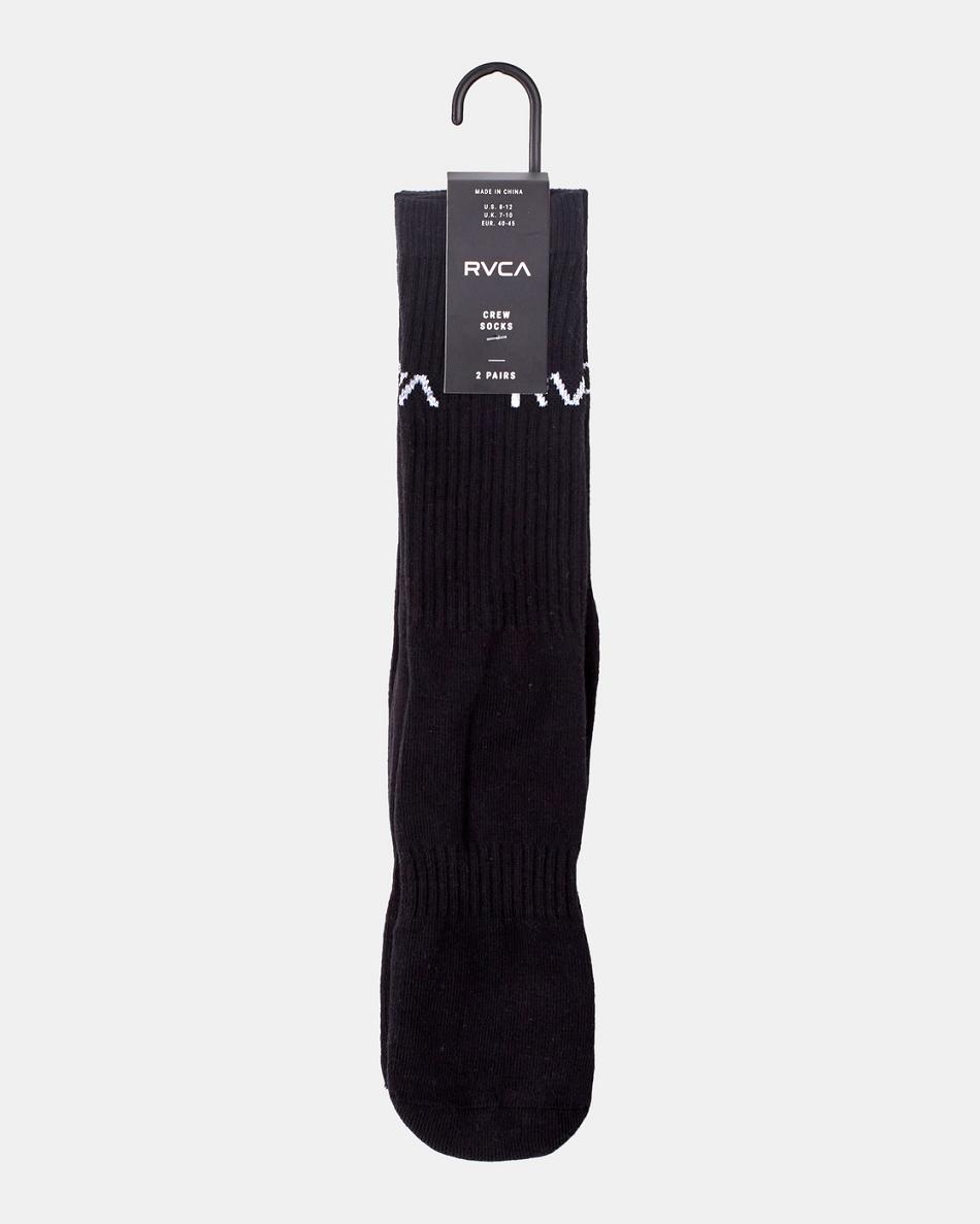 Black Rvca 2 Pack Basic Logo Crew Men's Socks | EUSHC30192