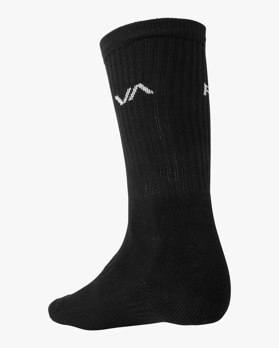 Black Rvca 2 Pack Basic Logo Crew Men's Socks | EUSHC30192
