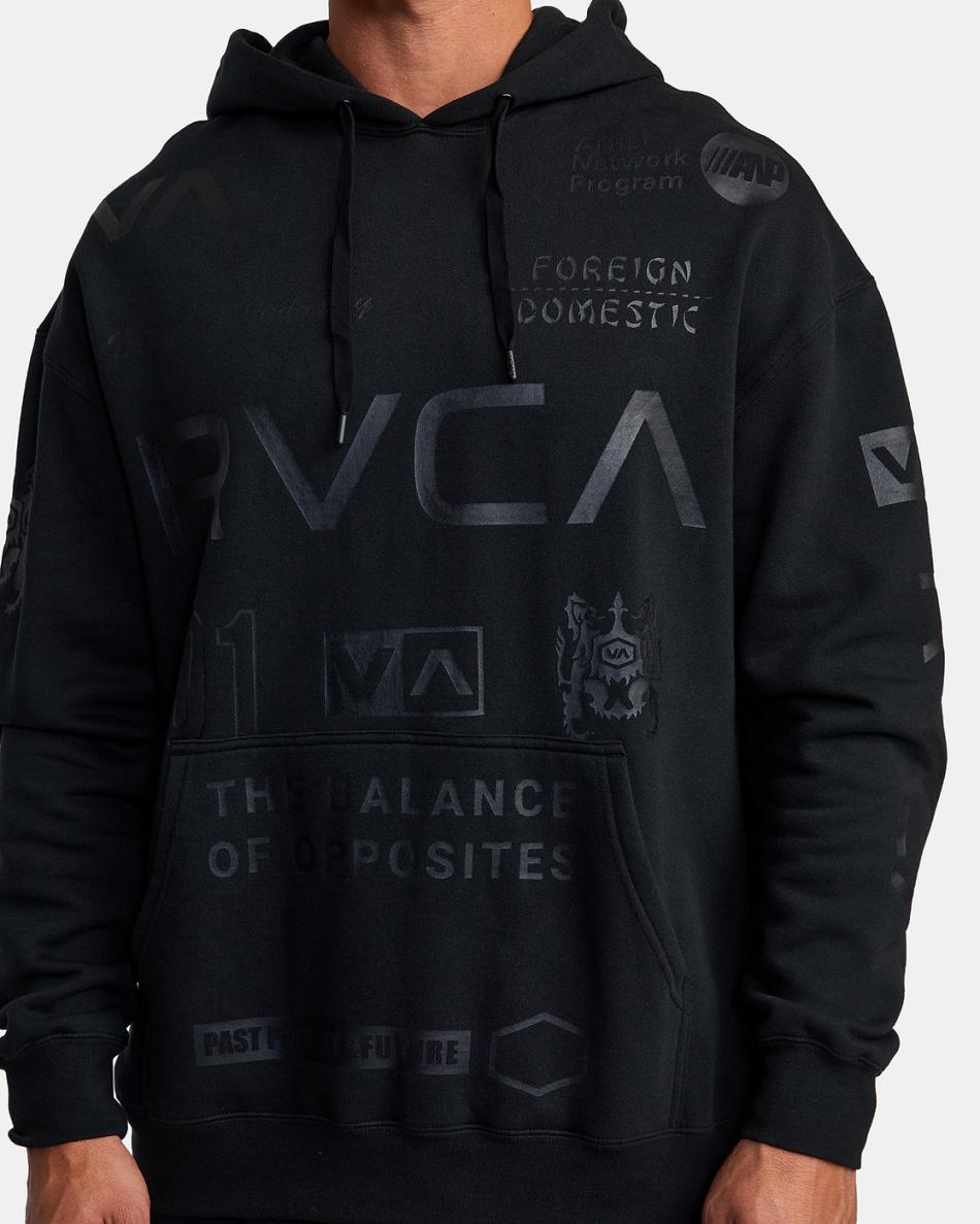 Black Rvca All Brand Sport Workout Men's Hoodie | USCIF83612