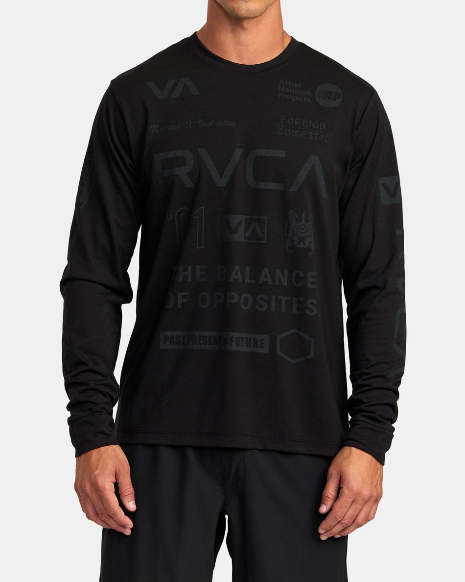 Black Rvca All Brand Workout Men's Long Sleeve | USNZX34836