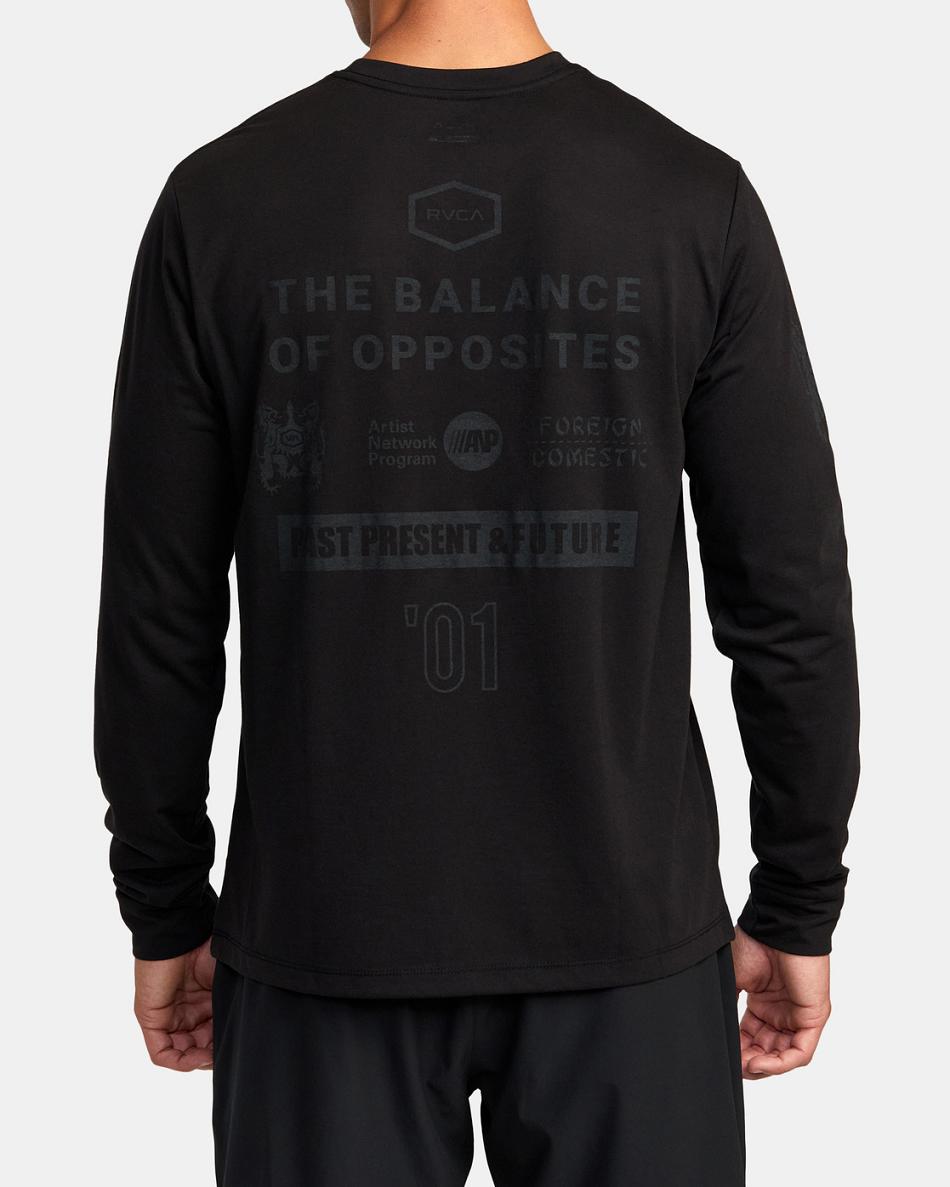 Black Rvca All Brand Workout Men's Long Sleeve | USNZX34836