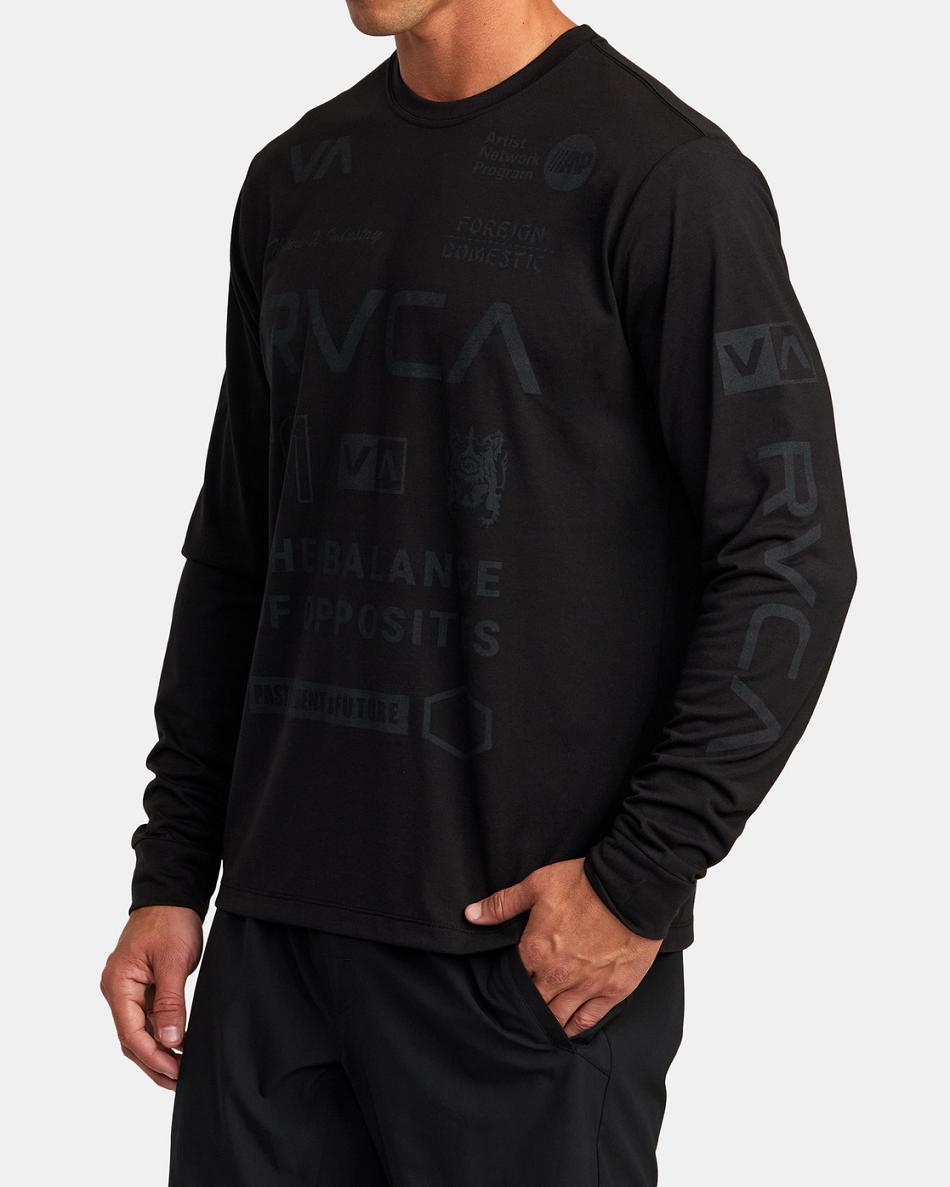 Black Rvca All Brand Workout Men's Long Sleeve | USNZX34836