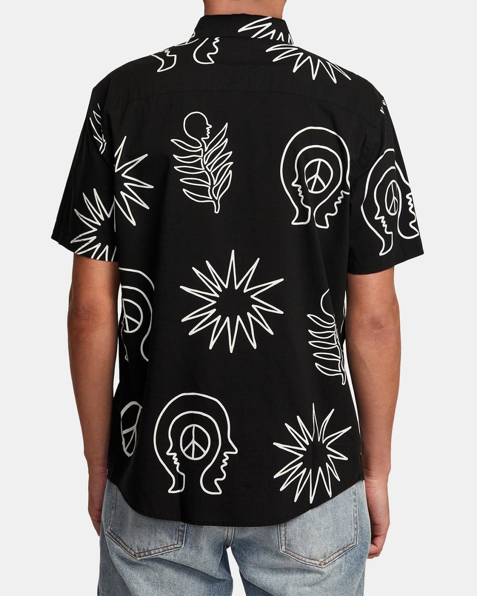 Black Rvca Anytime Short Sleeve Men's T shirt | USZPD73314
