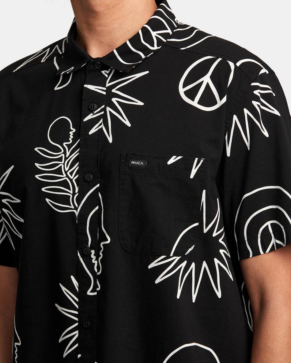 Black Rvca Anytime Short Sleeve Men's T shirt | USZPD73314