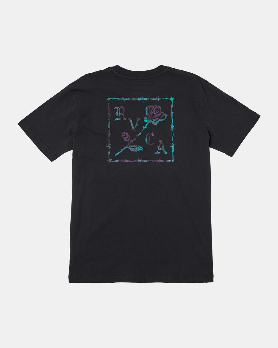 Black Rvca Barbed Tee Men's Short Sleeve | USEAH48523