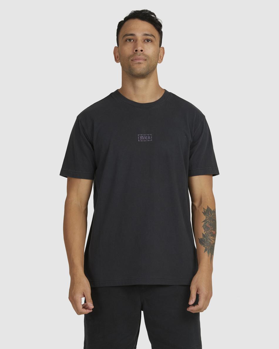 Black Rvca Barbed Tee Men's Short Sleeve | USEAH48523