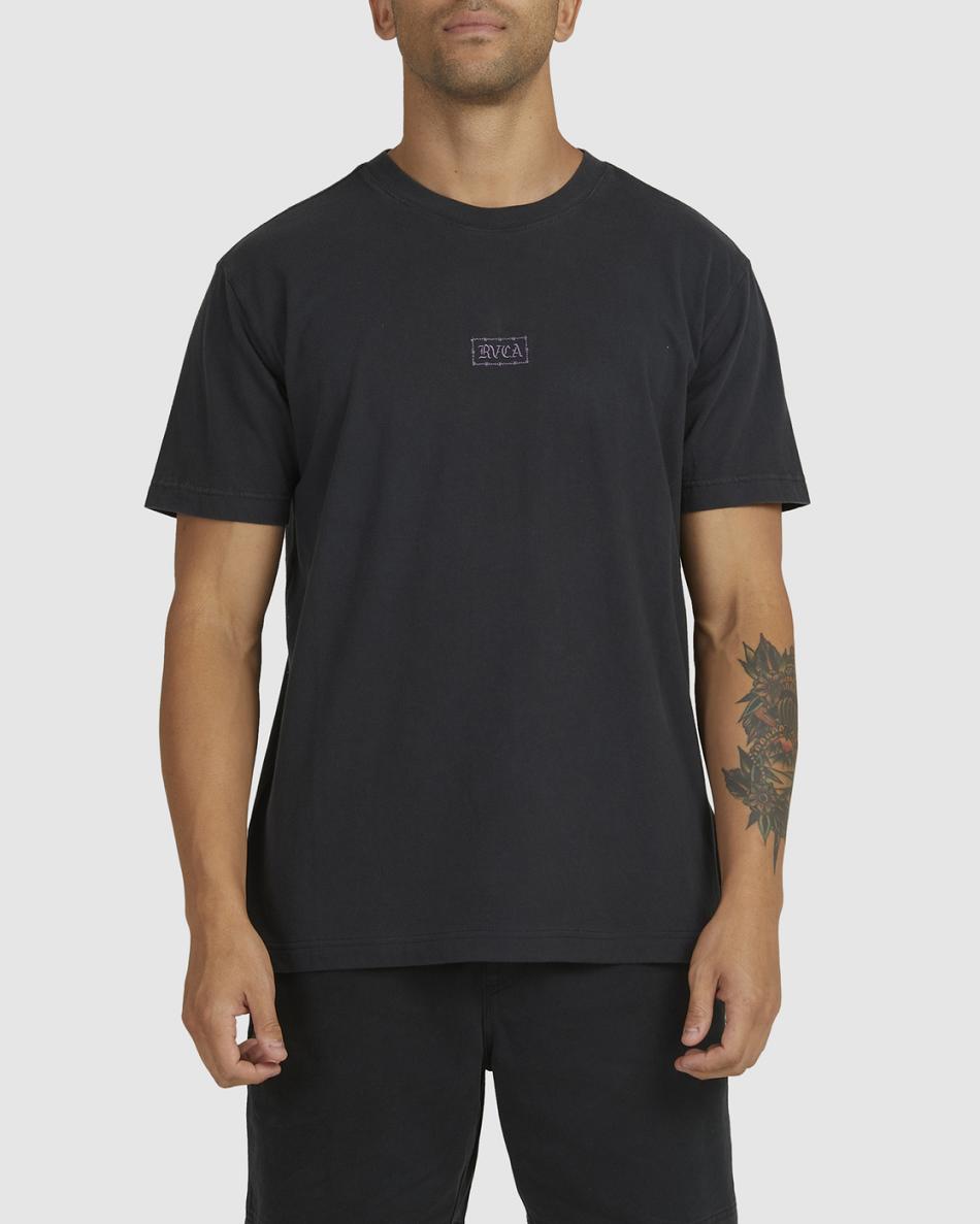 Black Rvca Barbed Tee Men's Short Sleeve | USEAH48523