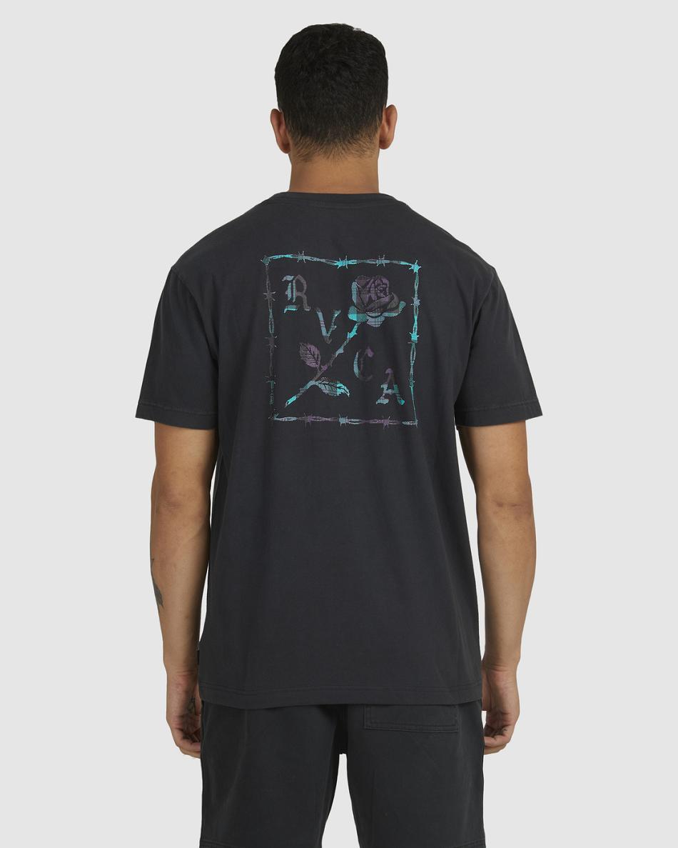 Black Rvca Barbed Tee Men's Short Sleeve | USEAH48523
