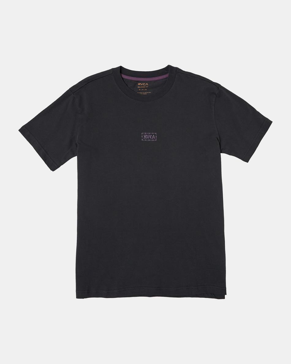 Black Rvca Barbed Tee Men\'s Short Sleeve | USEAH48523