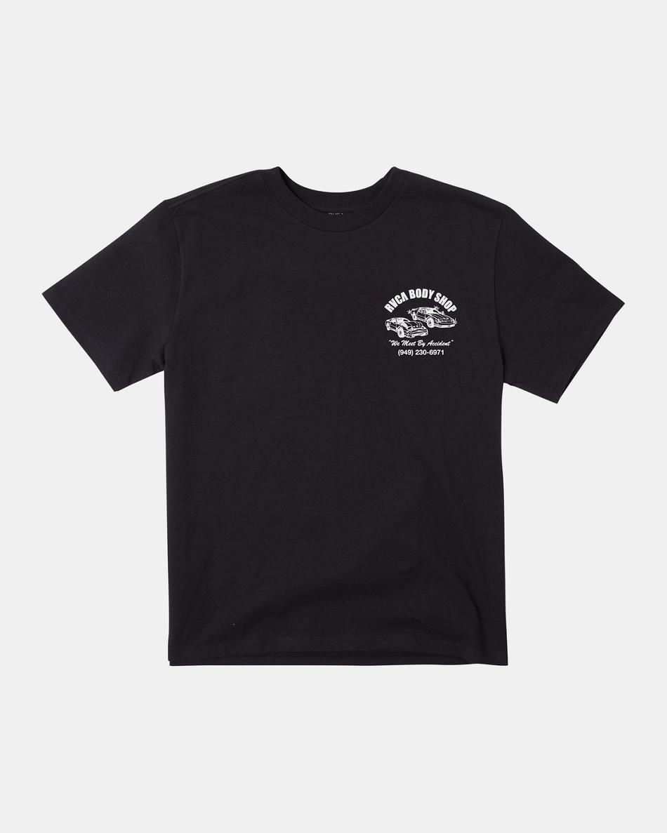Black Rvca Body Shop Tee Men's Short Sleeve | USICD49758