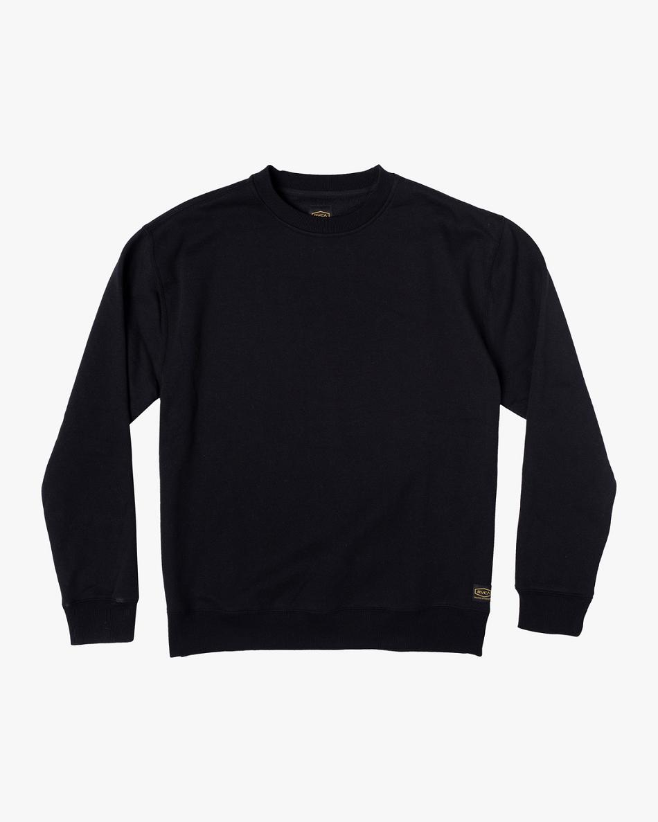 Black Rvca Day Shift Crewneck Men\'s Hoodie | TUSPQ66499