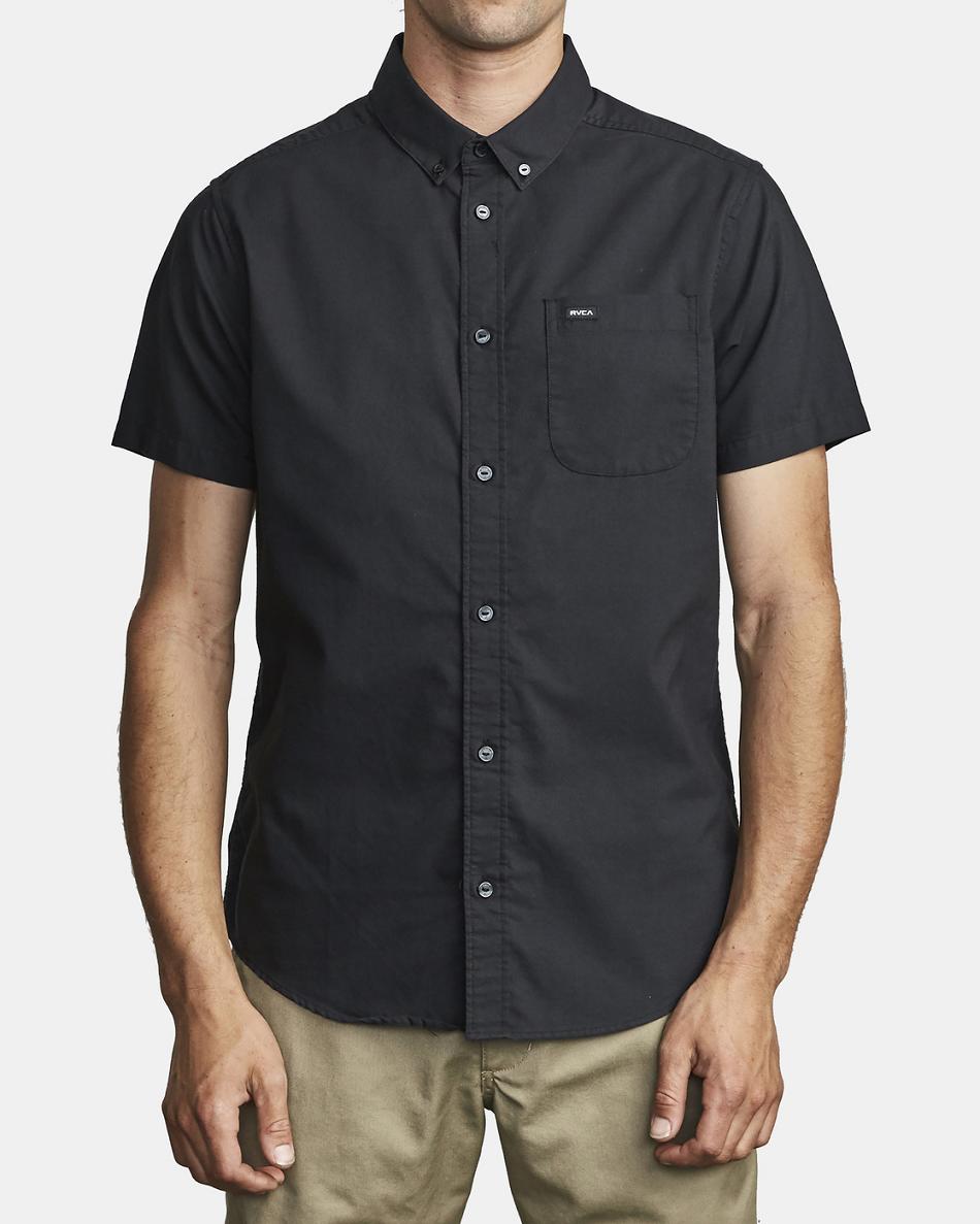 Black Rvca Do Stretch Button-Up Men's T shirt | USDFL18051