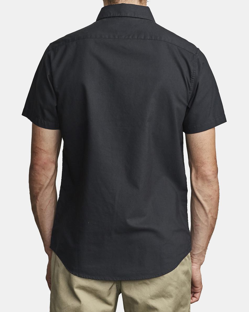 Black Rvca Do Stretch Button-Up Men's T shirt | USDFL18051