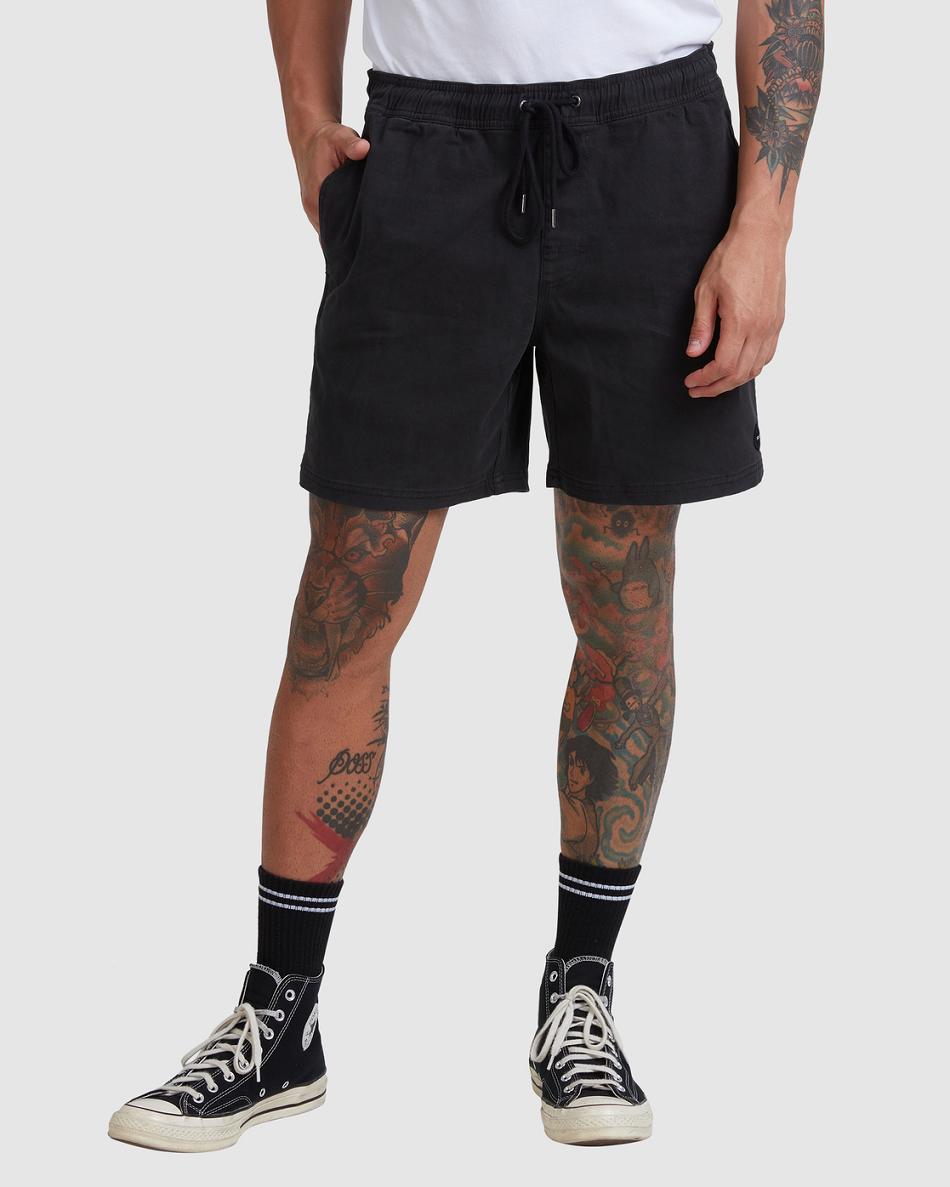 Black Rvca Escape Elastic 17 Men's Shorts | SUSNY68114