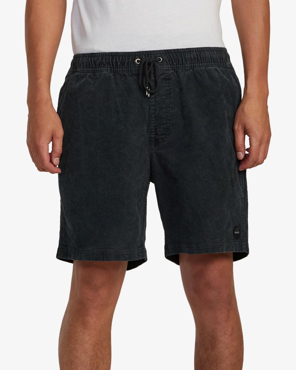 Black Rvca Escape Elastic Corduroy 17 Men's Shorts | DUSVO23830