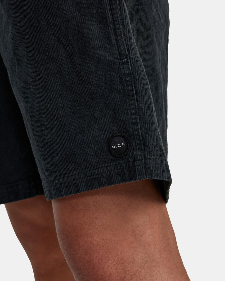 Black Rvca Escape Elastic Corduroy 17 Men's Shorts | DUSVO23830