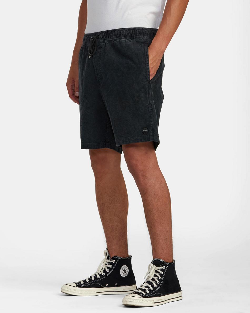 Black Rvca Escape Elastic Corduroy 17 Men's Shorts | DUSVO23830
