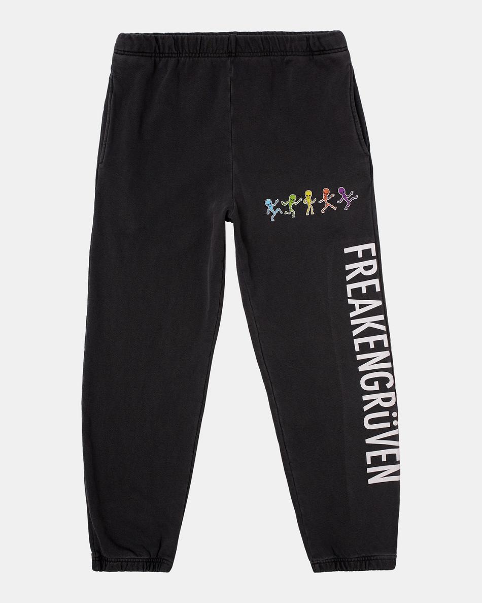 Black Rvca Freakengruven Sweatants Men\'s Pants | USICD72477