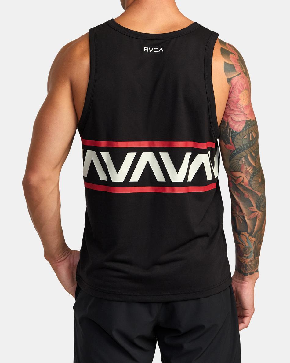 Black Rvca Hawaii Banded Men's Tanks | BUSSD38094