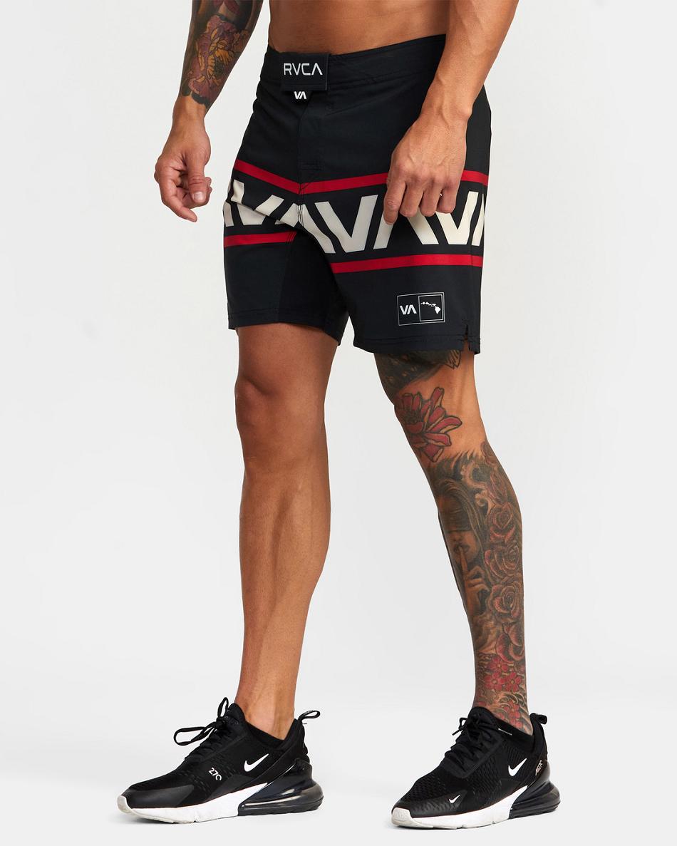 Black Rvca Hawaii Fight Scrapper Men's Running Shorts | USQCS18987